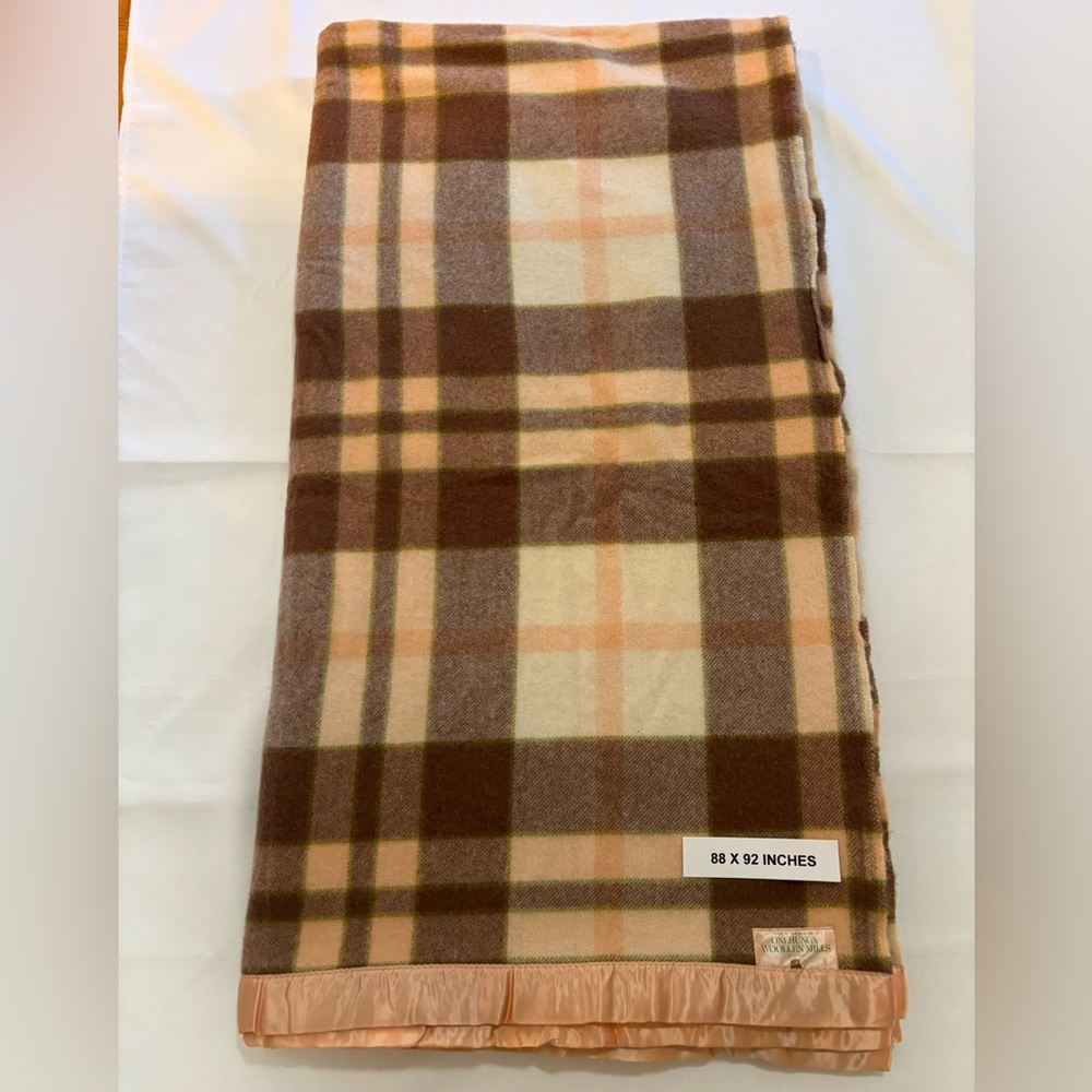Wool Blanket in Brown and Cream